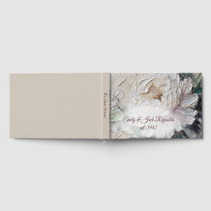 Wedding White Peony Abstract Impasto Painting  Guest Book