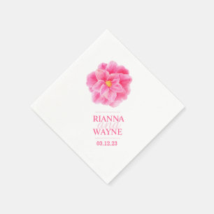 Wedding white pink camellia custom napkins