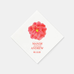 Wedding white red camellia custom napkins
