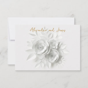 Wedding White roses bouquet RSVP Card