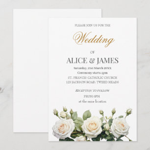 Wedding White Roses Invitation