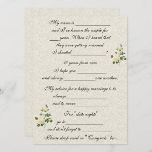 Wedding, White Roses, Marriage Advice Invitation
