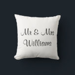 Wedding White "We Did" Monogrammed Pillow<br><div class="desc">This bright white throw pillow says, "Mr and Mrs" with the new last name on the front, and "We Did" with the wedding date of the newly married couple on the back, making it a great accent pillow for the wedding sweetheart table, and the newlyweds' home after the wedding. If...</div>