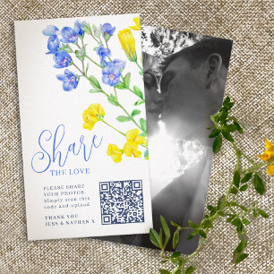 Wedding wildflower yellow blue photo sharing QR Enclosure Card