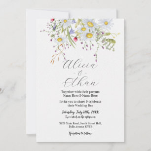 Wedding Wildflowers Daisy Stylish Spring Invitation
