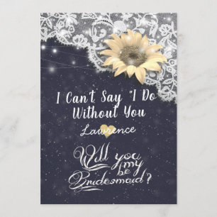 Wedding Will You Be My Bridesmaid Lace Sunflower Invitation