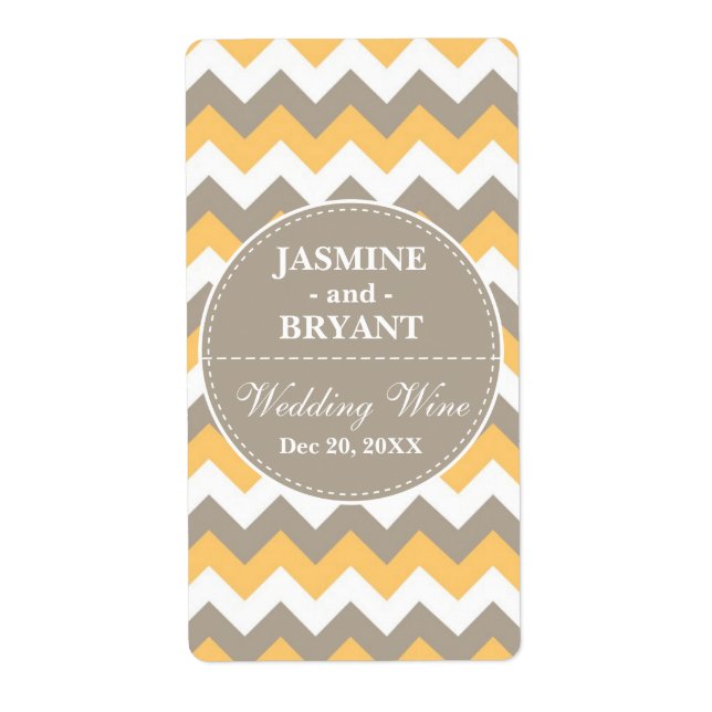 Wedding Wine Bottle Chevron Pattern Favour (Front)