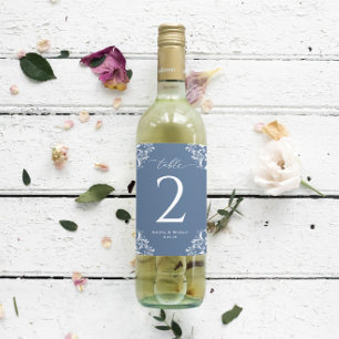 Wedding Wine Bottle Table Numbers Dusty Blue Stick