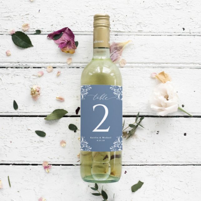 Wedding Wine Bottle Table Numbers Dusty Blue Stick (Creator Uploaded)