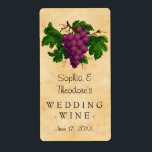 Wedding Wine Elegant Vintage Purple Grapes Custom<br><div class="desc">Create your own, custom vintage-looking wedding wine bottle labels with this simple template. These elegant labels feature an antique cluster of purple grapes, recolored and brightened so they contrast nicely against the aged, slightly stained parchment background. The text reads [Your Names'] Wedding Wine, followed by your wedding date. All text...</div>