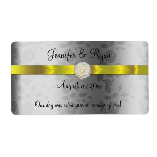 Wedding Wine, Elegant Yellow and Silver, Custom Shipping Label