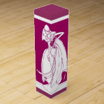 Wedding wine gift from the bride wine box<br><div class="desc">Illustration of a bride with flowers and veil,  gathering her skirts 
Room to add words to personalise
Gift box for wine for the bridesmaids</div>