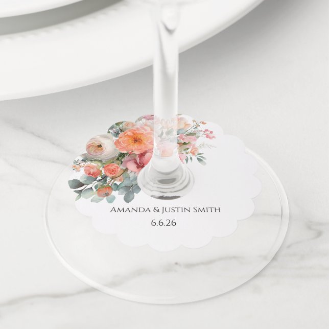 Wedding  wine glass tag (Close Up)