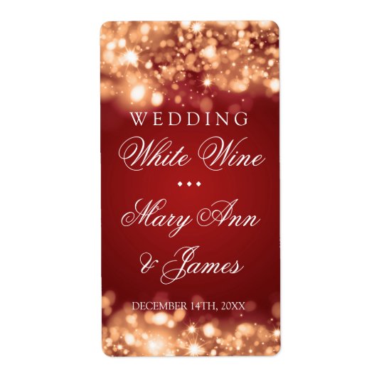 Wedding Wine Label Sparkling Lights Gold Shipping Label
