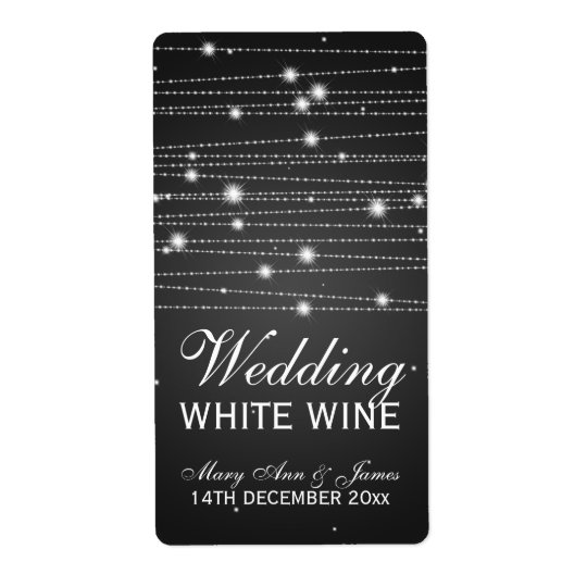 Wedding Wine Label Sparkling Lines Black Shipping Label