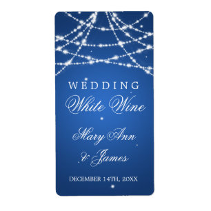 Wedding Wine Label Sparkling String Blue