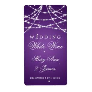 Wedding Wine Label Sparkling String Purple