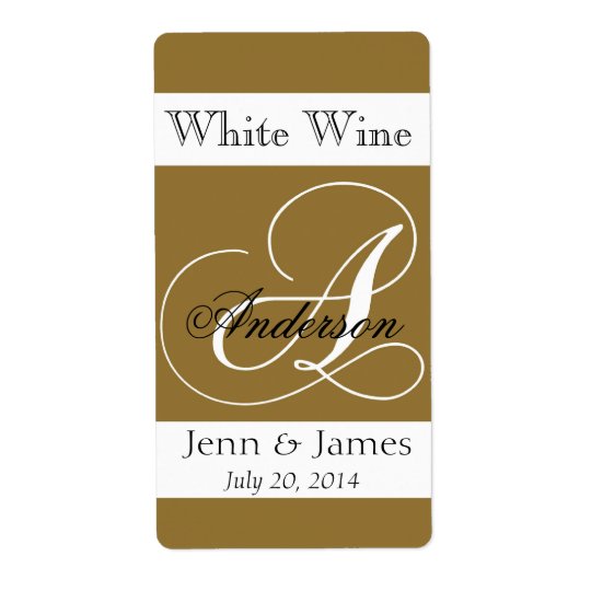 Wedding Wine Labels Gold Monogram A