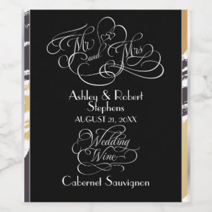 Wedding Wine Modern Paint Strokes and Typography Label