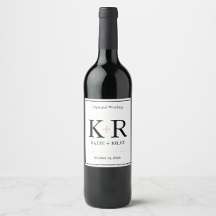 Wedding Wine Monogram Label Sticker v5