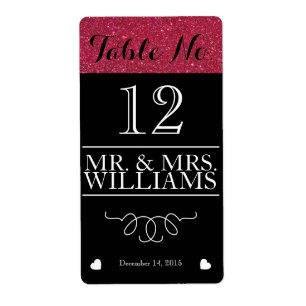 wedding wine table number wine bottle label