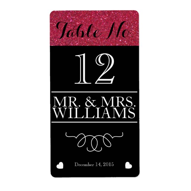 wedding wine table number wine bottle label (Front)
