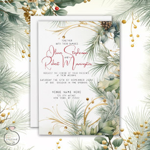 Wedding   Winter Watercolor Botanical Invitation