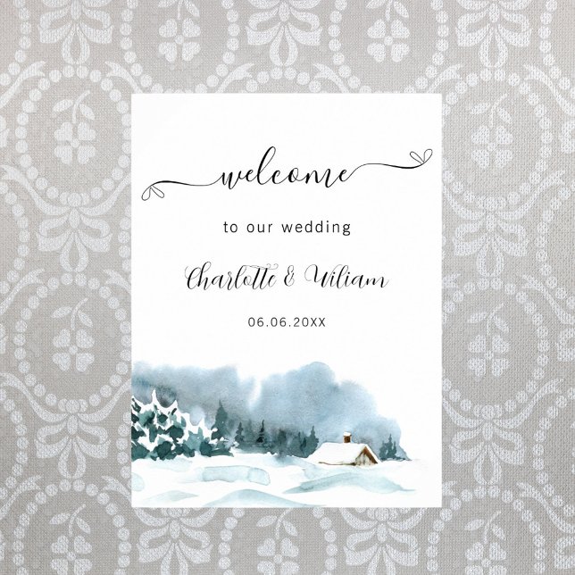 Wedding winter wonderland reception welcome poster (Creator Uploaded)