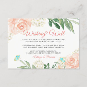 Wedding Wishing Well Blush Peach Chic Floral Enclosure Card