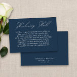 Wedding Wishing Well Calligraphy Script Navy Blue Enclosure Card<br><div class="desc">Modern wedding wishing well insert card with elegant script calligraphy and editable poem. Minimalist yet striking design in navy blue and white. Coordinating invitations, stationery and day of event decor can be found in my Wedding Colours collection. If you would like different colours or additional templates for matching products, please...</div>