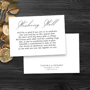 Wedding Wishing Well Calligraphy Script White Enclosure Card