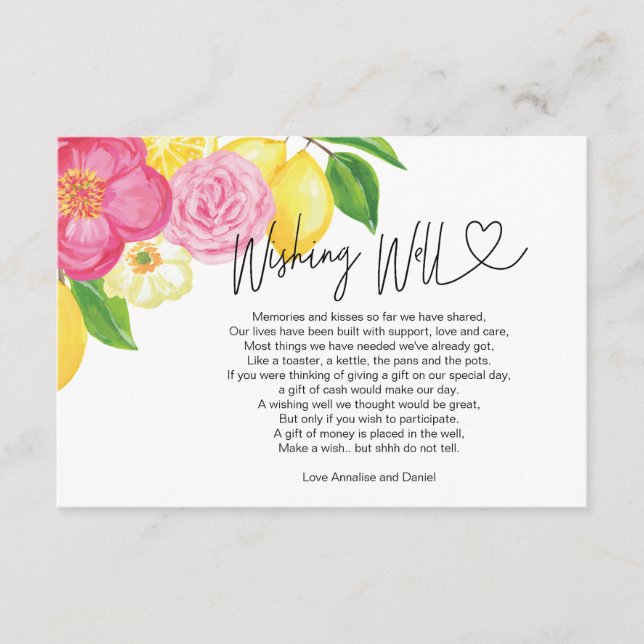 Wedding Wishing Well Gift Request Floral Enclosure Card (Front)