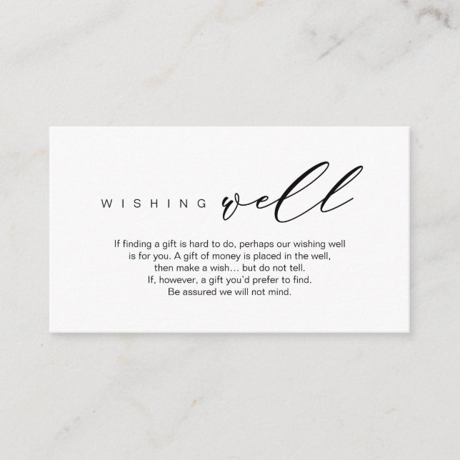 Wedding Wishing Well, Modern Romantic Script  Enclosure Card (Front)