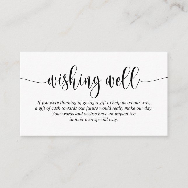 Wedding Wishing Well, Modern Script Design Enclosure Card (Front)