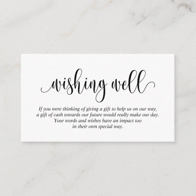 Wedding Wishing Well, Modern Script Enclosure Card (Front)
