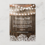 Wedding Wishing Well Rustic Country Baby's Breath Enclosure Card<br><div class="desc">Country wedding wising well card featuring a rustic wood barrel background,  twinkle string lights,  a baby's breath floral design,  your monogram and an elegant editable wishing well template.

You will find matching wedding items further down the page,  if however you can't find what you looking for please contact me.</div>