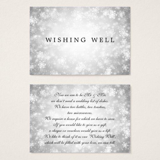 Wedding Wishing Well Silver Winter Wonderland Business Card