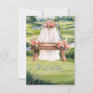 Wedding with golf ball on green RSVP card