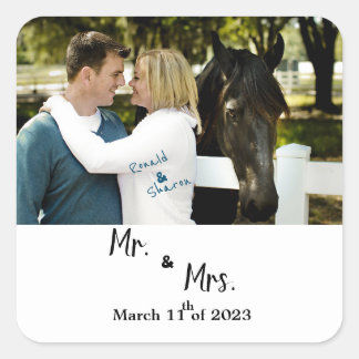 Wedding with Photo Square Sticker