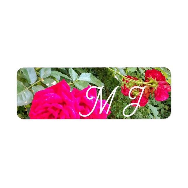 Wedding with Red Roses Photo Return Address Label (Front)