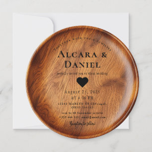 Wedding Wood Cut Unique Custom Invitation