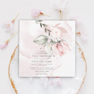 Wedding Woodland Blush Pink Rose Invitation