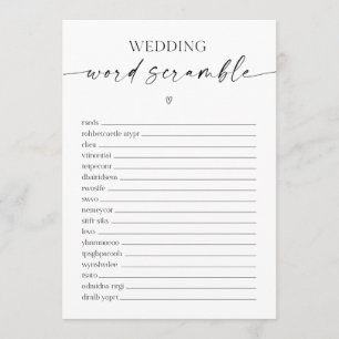 Wedding Word Scramble Bridal Shower Game Program