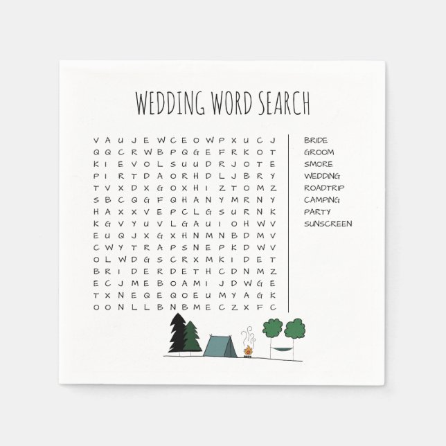 Wedding Word Search Cocktail Napkins (Front)