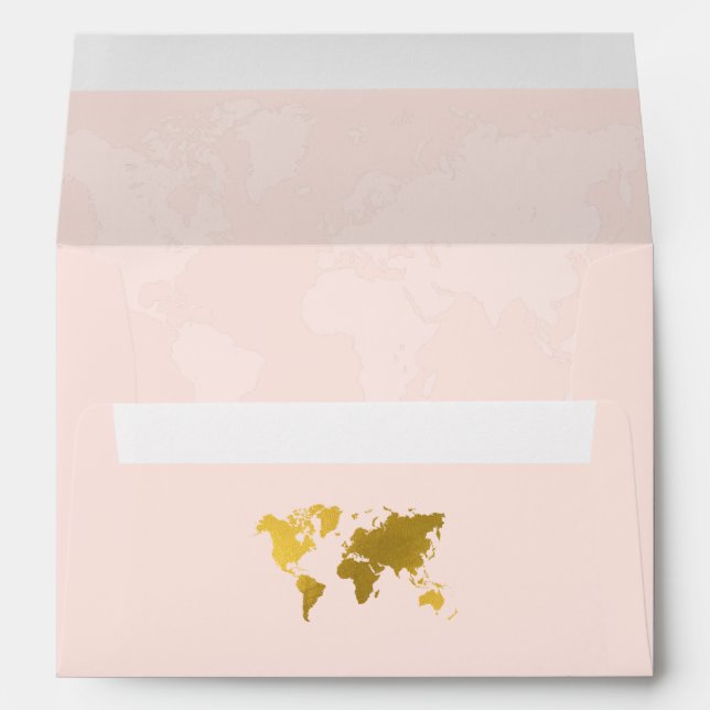 Wedding World Passport Pink Gold Invite Envelope (Back (Bottom))