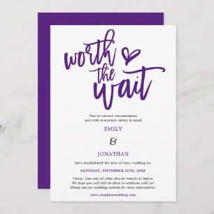 Wedding Worth the Wait Script Purple Save The Date