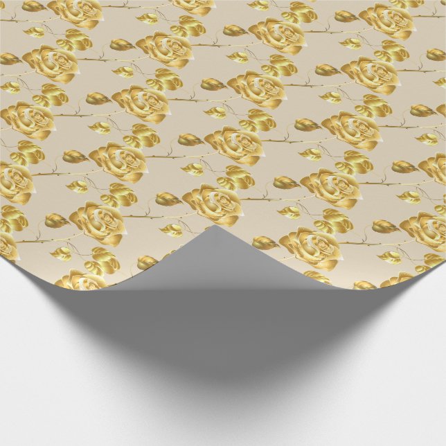Wedding Wrapping Paper-Gold Roses Paper (Corner)