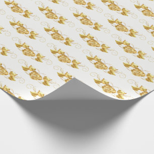 Wedding Wrapping Paper-Gold Roses Wrapping Paper