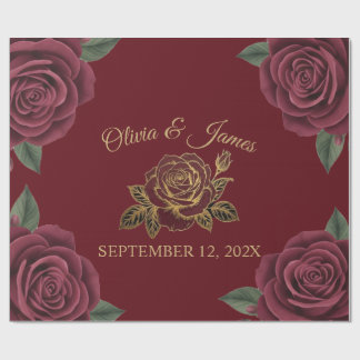 Wedding Wrapping Paper Moody Gold Foil Rose Burgun