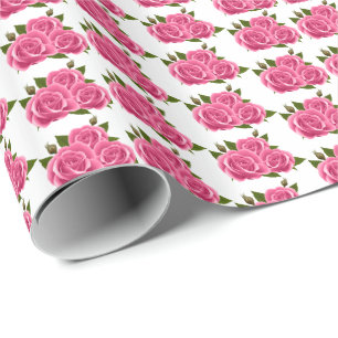 Wedding Wrapping Paper-Pink Roses Wrapping Paper